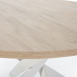 Tavolo da pranzo rotondo, 120 x 120 x 77 cm, in legno e metallo naturale e bianco | Collezione Ther