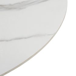 Tavolo da pranzo rotondo, 135 x 135 x 76 cm, in pietra sintetica e metallo bianco e nero | Collezione Aila