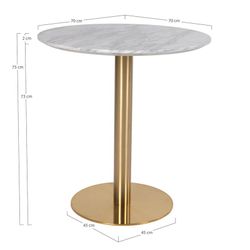 Tavolo da pranzo rotondo, 70 x 70 x 75 cm, in legno effetto marmo bianco | Collezione Bolzano