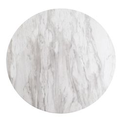 Tavolo da pranzo rotondo, 70 x 70 x 75 cm, in legno effetto marmo bianco | Collezione Bolzano