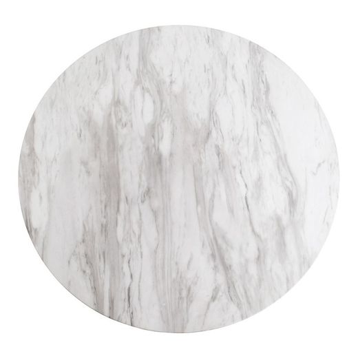 Tavolo da pranzo rotondo, 70 x 70 x 75 cm, in legno effetto marmo bianco | Collezione Bolzano