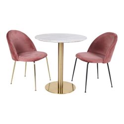 Tavolo da pranzo rotondo, 70 x 70 x 75 cm, in legno effetto marmo bianco | Collezione Bolzano