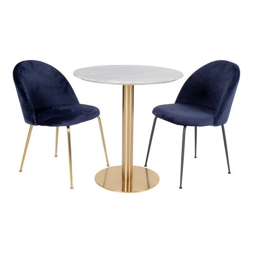 Tavolo da pranzo rotondo, 70 x 70 x 75 cm, in legno effetto marmo bianco | Collezione Bolzano