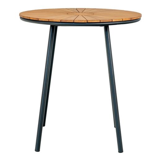 Tavolo da pranzo rotondo per giardino, 70 x 70 x 74 cm, in legno di teak naturale e nero | Collezione Cleveland