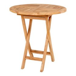 Mesa de comedor redonda para jardín, 70 x 70 x 75 cm, de madera de teca en natural | Colección  Oviedo
