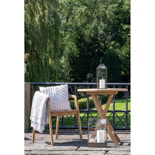 Tavolo da pranzo rotondo per giardino, 70 x 70 x 75 cm, in legno di teak naturale | Collezione Oviedo