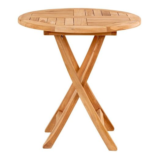 Tavolo da pranzo rotondo per giardino, 70 x 70 x 75 cm, in legno di teak naturale | Collezione Oviedo