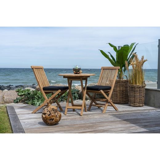 Tavolo da pranzo rotondo per giardino, 70 x 70 x 75 cm, in legno di teak naturale | Collezione Oviedo