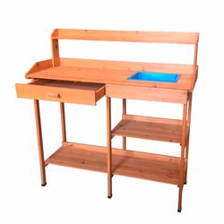 Mesa de Jardinería Gardiun Kalvin 44x116x125 cm en Madera Natural – Diseño Elegante para Tu Espacio Exterior