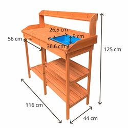 Mesa de Jardinería Gardiun Kalvin 44x116x125 cm en Madera Natural – Diseño Elegante para Tu Espacio Exterior