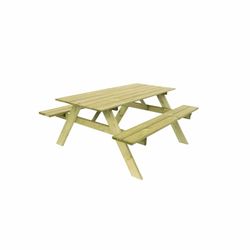 Mesa de Picnic en Madera Maciza Gardiun Essential 165x154x75 cm – Mesa de Jardín para 6 Personas con 2 Bancos, Madera de Pino Tratada en Autoclave, Espesor 20/25 mm
