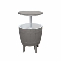 Mesa Nevera para Jardín 3 en 1 de Resina Cosmopolitan Beige Gardiun, 37 L, 48,5x48,5x57/82 cm – Mesita, Nevera y Asiento en un Solo Producto, Color Gris