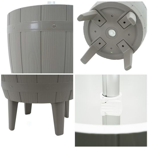 Mesa Nevera para Jardín 3 en 1 de Resina Cosmopolitan Beige Gardiun, 37 L, 48,5x48,5x57/82 cm – Mesita, Nevera y Asiento en un Solo Producto, Color Gris