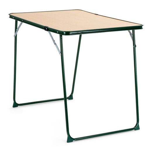 Tavolo pieghevole, 82 x 58 x 66 cm, in acciaio e legno, color marrone e verde | Collezione Forest