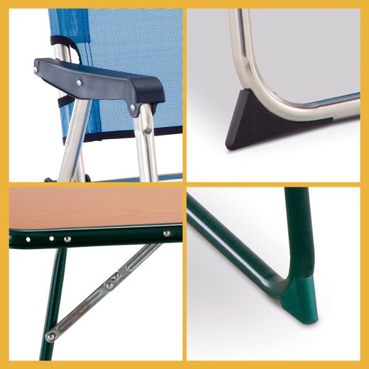 Pack table et 2 chaises pliantes pour camping et plage, bois Durolac et Textilene