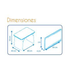 Tavolo pieghevole per bambini, 60 x 40 x 50 cm, in acciaio e legno, blu e verde | Collezione Kids