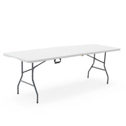 Mesa Plegable y Portátil Gardiun New Koln 240x74x74 cm en Resina Blanca con Asa Lateral y Sistema de Bloqueo – Ideal para Exterior y Espacios Pequeños