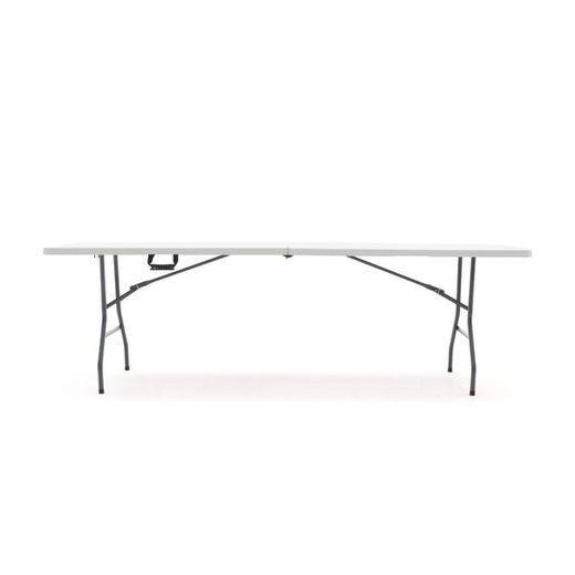 Mesa Plegable y Portátil Gardiun New Koln 240x74x74 cm en Resina Blanca con Asa Lateral y Sistema de Bloqueo – Ideal para Exterior y Espacios Pequeños