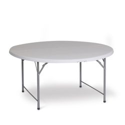 Mesa Redonda Plegable y Portátil Gardiun New Koln Ø122x74 cm en Resina Blanca con Asa y Sistema de Bloqueo – Ideal para Exterior y Espacios Pequeños