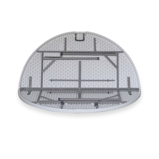 Mesa Redonda Plegable y Portátil Gardiun New Koln Ø122x74 cm en Resina Blanca con Asa y Sistema de Bloqueo – Ideal para Exterior y Espacios Pequeños