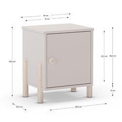 Comodino, 39,4 x 30 x 47 cm, in legno colore crema | Collezione Enola