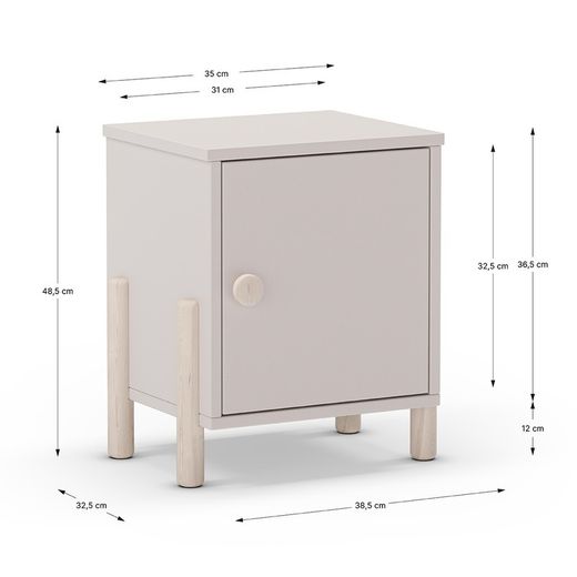 Comodino, 39,4 x 30 x 47 cm, in legno colore crema | Collezione Enola