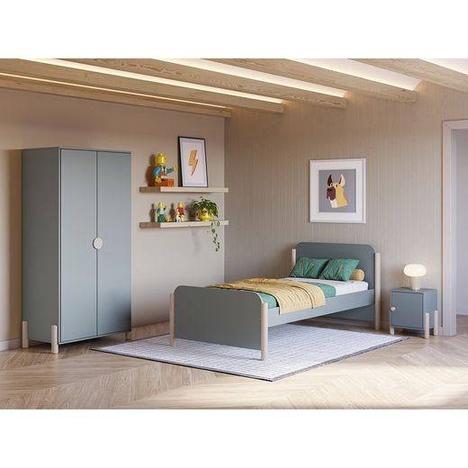 Comodino, 39,4 x 30 x 47 cm, in legno verde | Collezione Enola