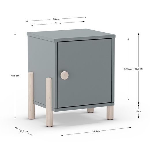 Comodino, 39,4 x 30 x 47 cm, in legno verde | Collezione Enola