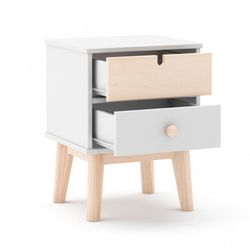 Comodino, 40 x 35 x 53,1 cm, in legno di pino bianco e naturale | Collezione Estefania