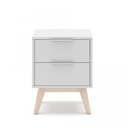 Comodino, 40 x 35 x 53 cm, in legno di pino bianco e naturale | Collezione Campus