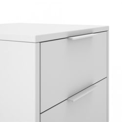 Comodino, 40 x 35 x 53 cm, in legno di pino bianco e naturale | Collezione Campus
