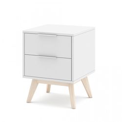 Comodino, 40 x 35 x 53 cm, in legno di pino bianco e naturale | Collezione Campus