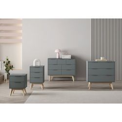 Comodino, 40 x 35 x 53 cm, in legno di pino verde e naturale | Collezione Pisco