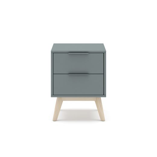 Comodino, 40 x 35 x 53 cm, in legno di pino verde e naturale | Collezione Pisco