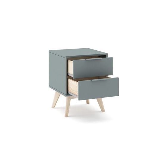 Comodino, 40 x 35 x 53 cm, in legno di pino verde e naturale | Collezione Pisco