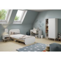 Comodino, 40 x 35 x 53,1 cm, in legno di pino bianco e naturale | Collezione Esteban