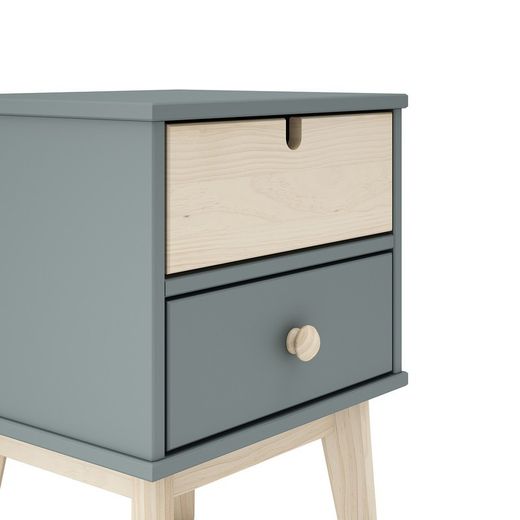 Comodino, 40 x 35 x 53,1 cm, in legno di pino verde e naturale | Collezione Estefania