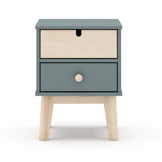 Comodino, 40 x 35 x 53,1 cm, in legno di pino verde e naturale | Collezione Estefania