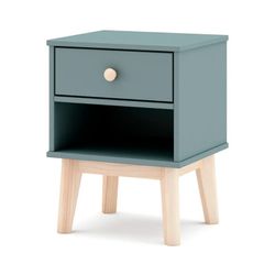 Comodino, 40 x 35 x 53,1 cm, in legno di pino verde e naturale | Collezione Esteban