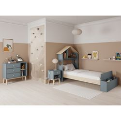 Comodino, 40 x 35 x 53,1 cm, in legno di pino verde e naturale | Collezione Esteban