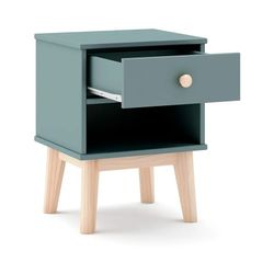 Comodino, 40 x 35 x 53,1 cm, in legno di pino verde e naturale | Collezione Esteban