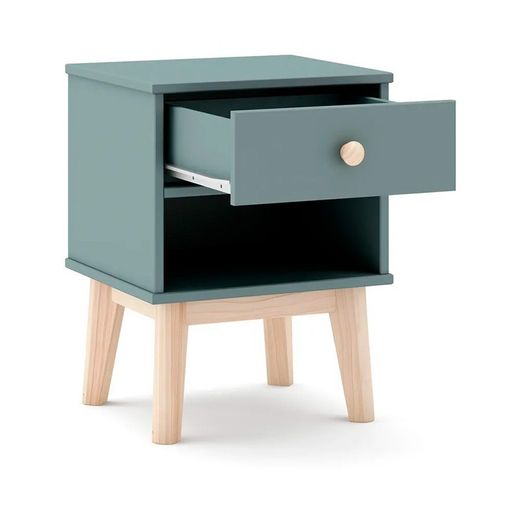 Comodino, 40 x 35 x 53,1 cm, in legno di pino verde e naturale | Collezione Esteban