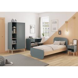 Comodino, 40 x 35 x 53,1 cm, in legno di pino verde e naturale | Collezione Esteban