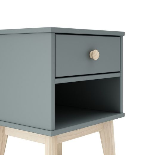 Comodino, 40 x 35 x 53,1 cm, in legno di pino verde e naturale | Collezione Esteban