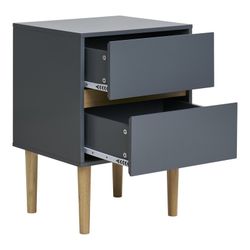 Comodino, 40 x 35 x 55 cm, in legno di pino grigio azzurro | Collezione Bisley