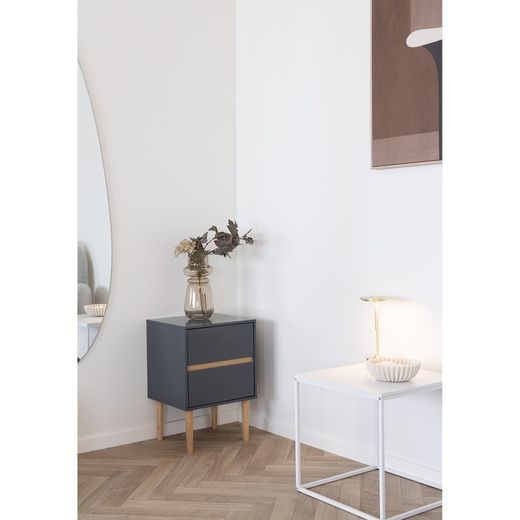 Comodino, 40 x 35 x 55 cm, in legno di pino grigio azzurro | Collezione Bisley