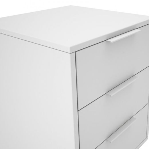 Comodino, 40 x 35 x 65,5 cm, in legno di pino bianco e naturale | Collezione Campus