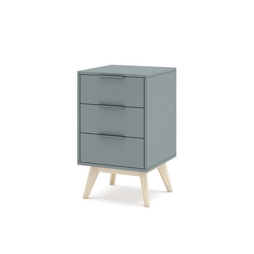 Comodino, 40 x 35 x 65,5 cm, in legno di pino verde e naturale | Collezione Pisco