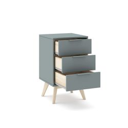 Comodino, 40 x 35 x 65,5 cm, in legno di pino verde e naturale | Collezione Pisco