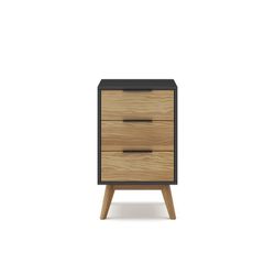 Comodino, 41 x 35 x 65,5 cm, in legno di pino naturale e nero | Collezione Lavis